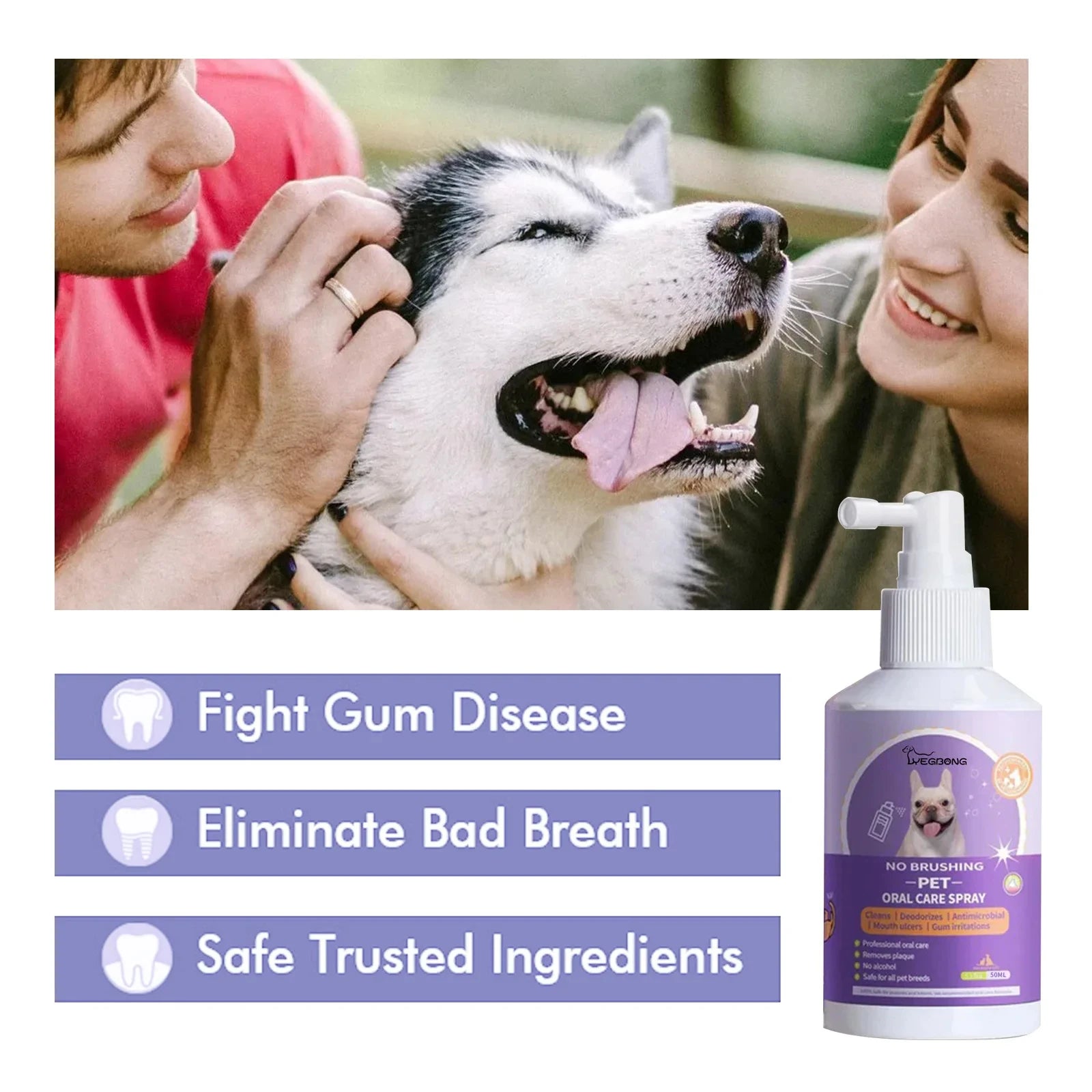 50Ml Pet Oral Cleanse Spray Dogs Cats Teeth Clean Deodorant Prevent Calculus Remove Kitten Bad Breath Pet Supplies