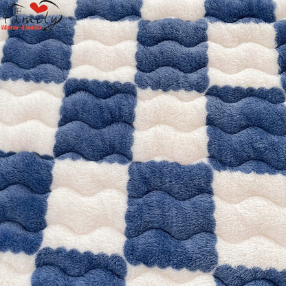 Arctic Velvet Mattress Cover Pad Checkerboard Series Soybean Antibacterial Cotton Fitted Sheet Double Bed Dust Mite Queen Size