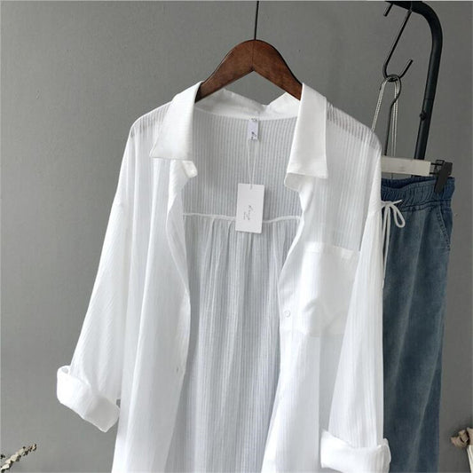 Autumn Women Long Sleeve White Shirts Blouse High Quality Loose