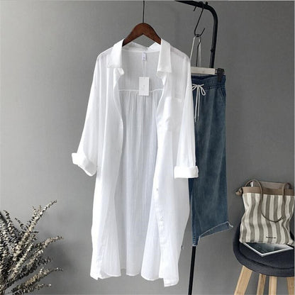 Autumn Women's Long Sleeve  Loose White Shirt Blouse