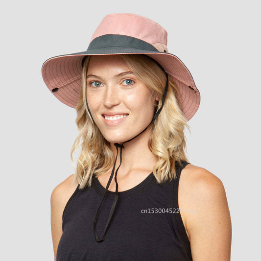 Kids Girls Ponytail Summer Sun Hat Wide Brim UV Protection Bucket Cap Women Outdoor Wide Brim Foldable Safari Fishing Cap