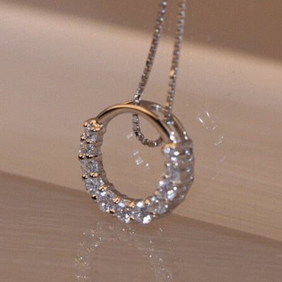 Hot Sale Promotion New Ladies' Shiny Zircon Crystal Circle In 925 Sterling Silver