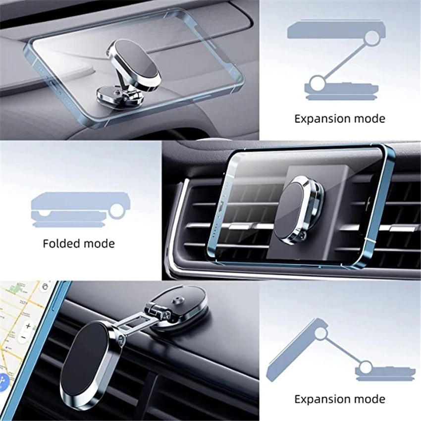 1080 Rotatable Magnetic Car Phone Holder Magnet Smartphone Support GPS Foldable Phone Bracket in Car for Iphone Samsung Xiaomi