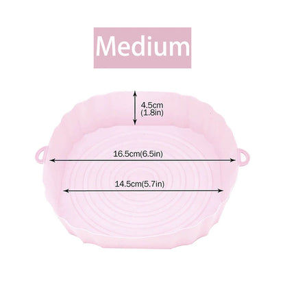 1/2/3PCS Reusable Air Fryer Silicone Pot Oven Baking Tray Airfryer Silicone Basket Pizza Fried Chicken Grill Pan Mat for Kitchen